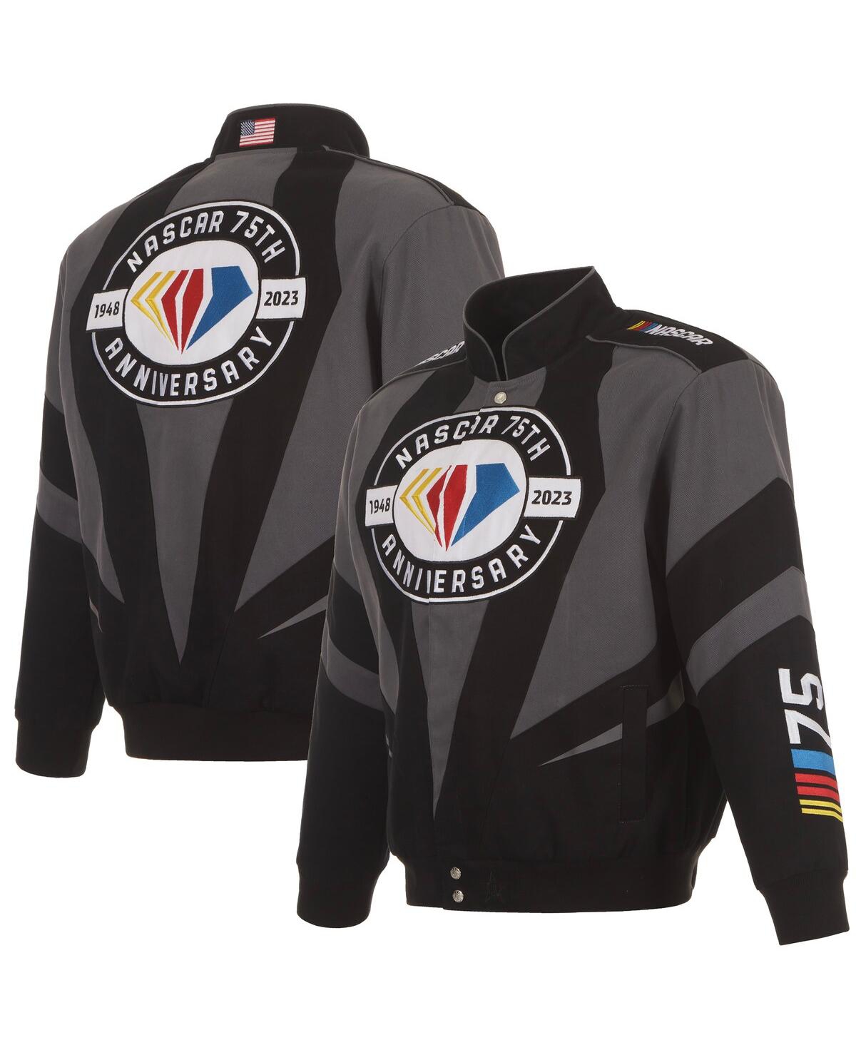 Men's Jh Design Black Nascar 75th Anniversary Twill Uniform Full-Snap Jacket - Black