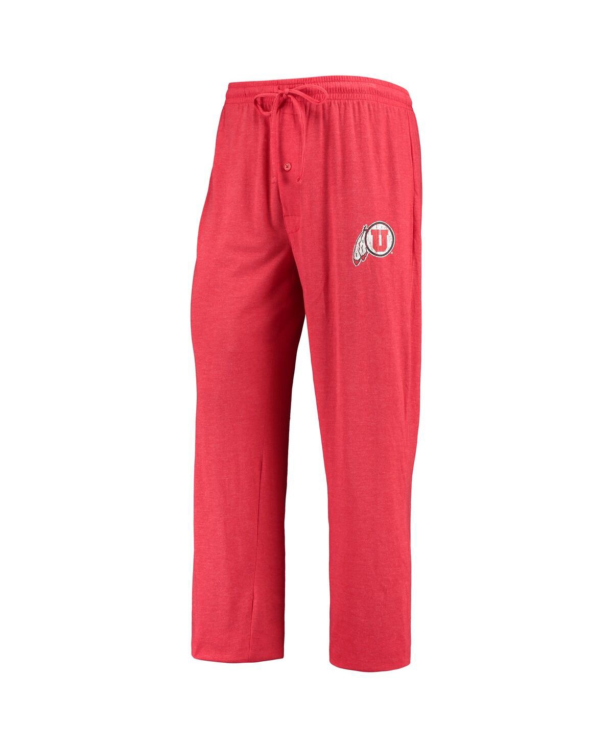 Concepts Sport Men's  Red, Heathered Charcoal Distressed Utah Utes Meter Long Sleeve T-shirt And Pant In Red,heathered Charcoal
