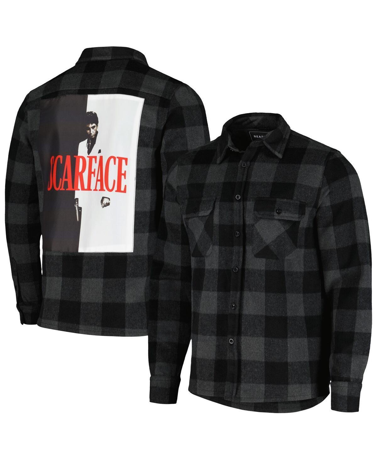 Reason Men's And Women's Black Scarface Flannel Long Sleeve Button-down Shirt