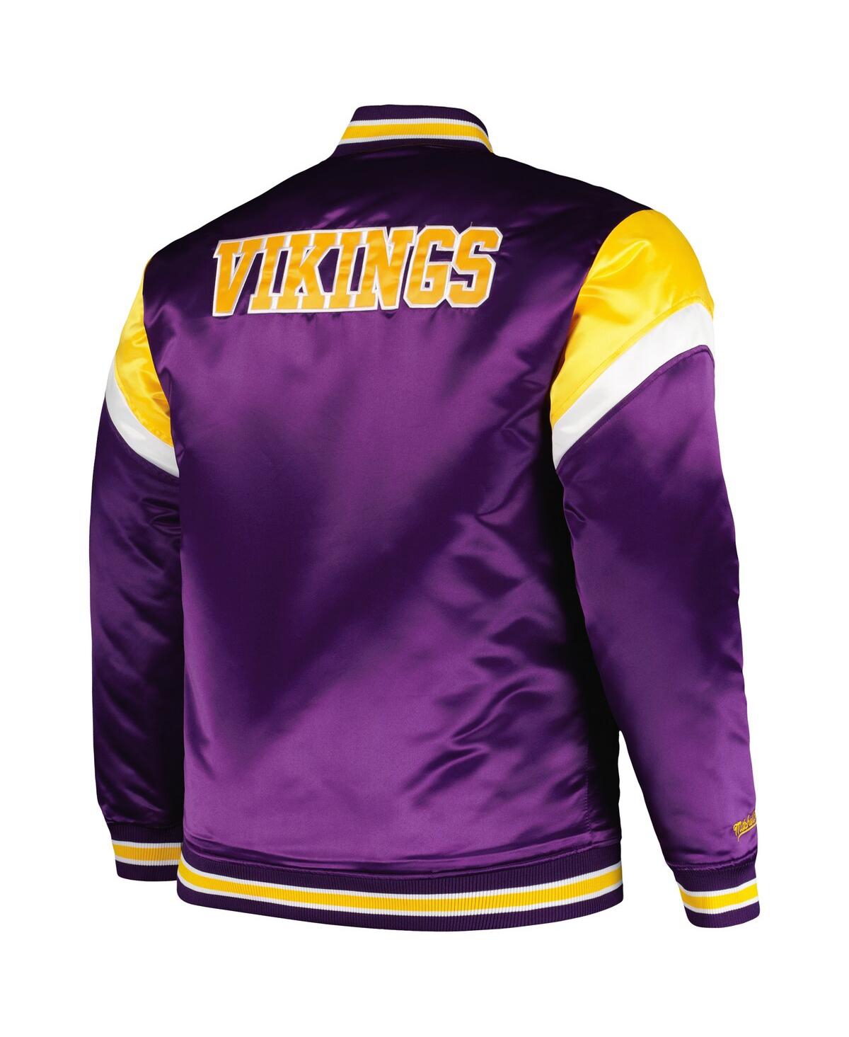 Shop Mitchell & Ness Men's  Purple Distressed Minnesota Vikings Big And Tall Satin Full-snap Jacket