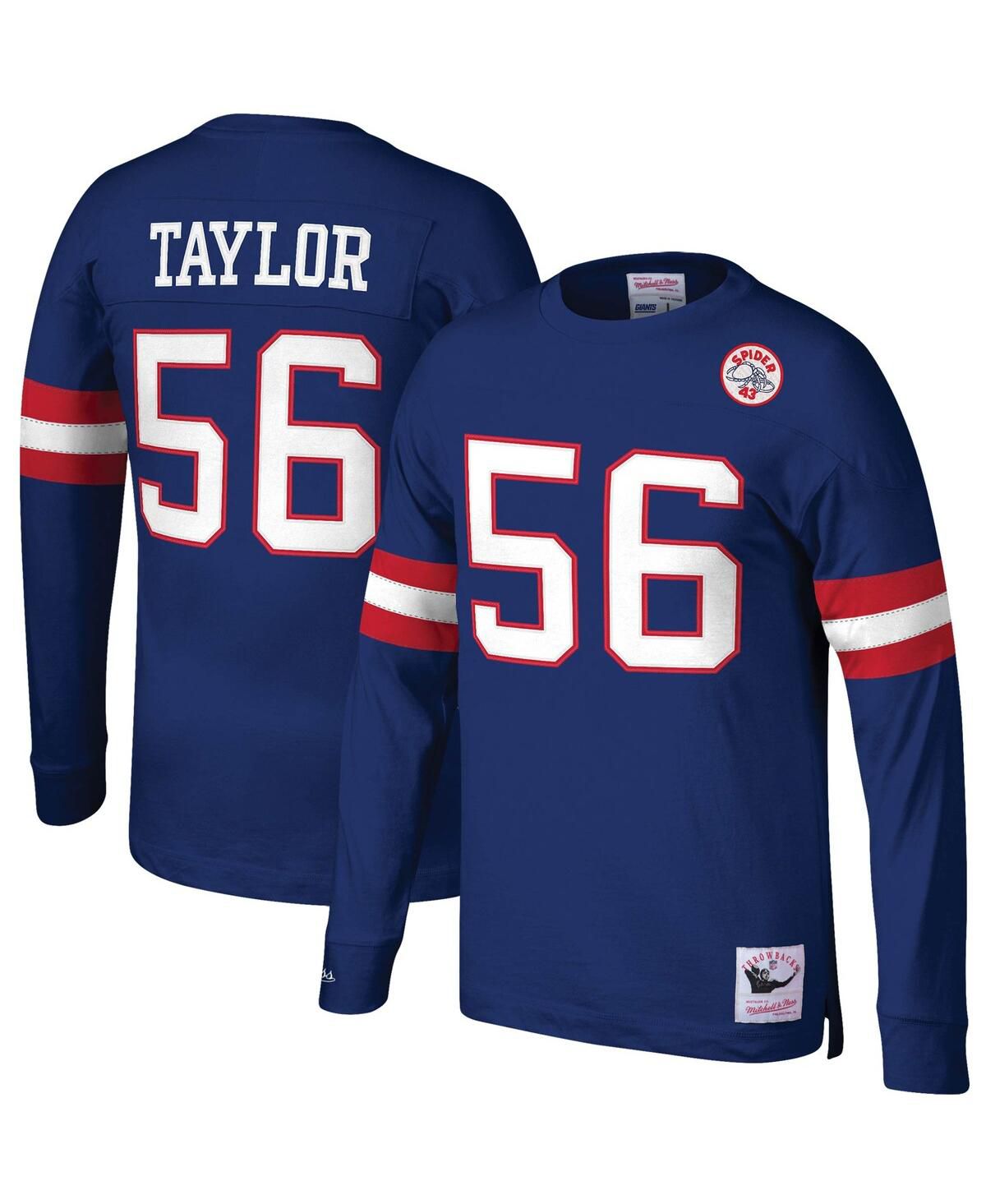 Мужская футболка с длинным рукавом Lawrence Taylor Royal New York Giants Big and Tall Cut & Sew с именем и номером игрока