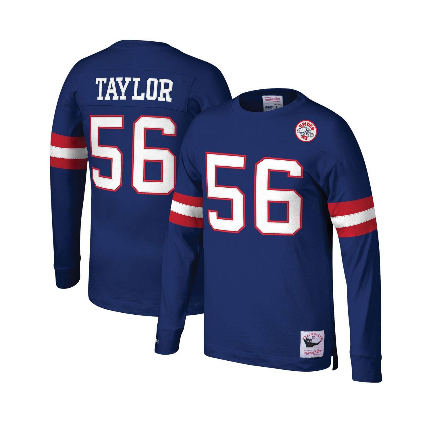 Men's Lawrence Taylor Royal New York Giants Big and Tall Cut & Sew Player Name and Number Long Sleeve T-shirt