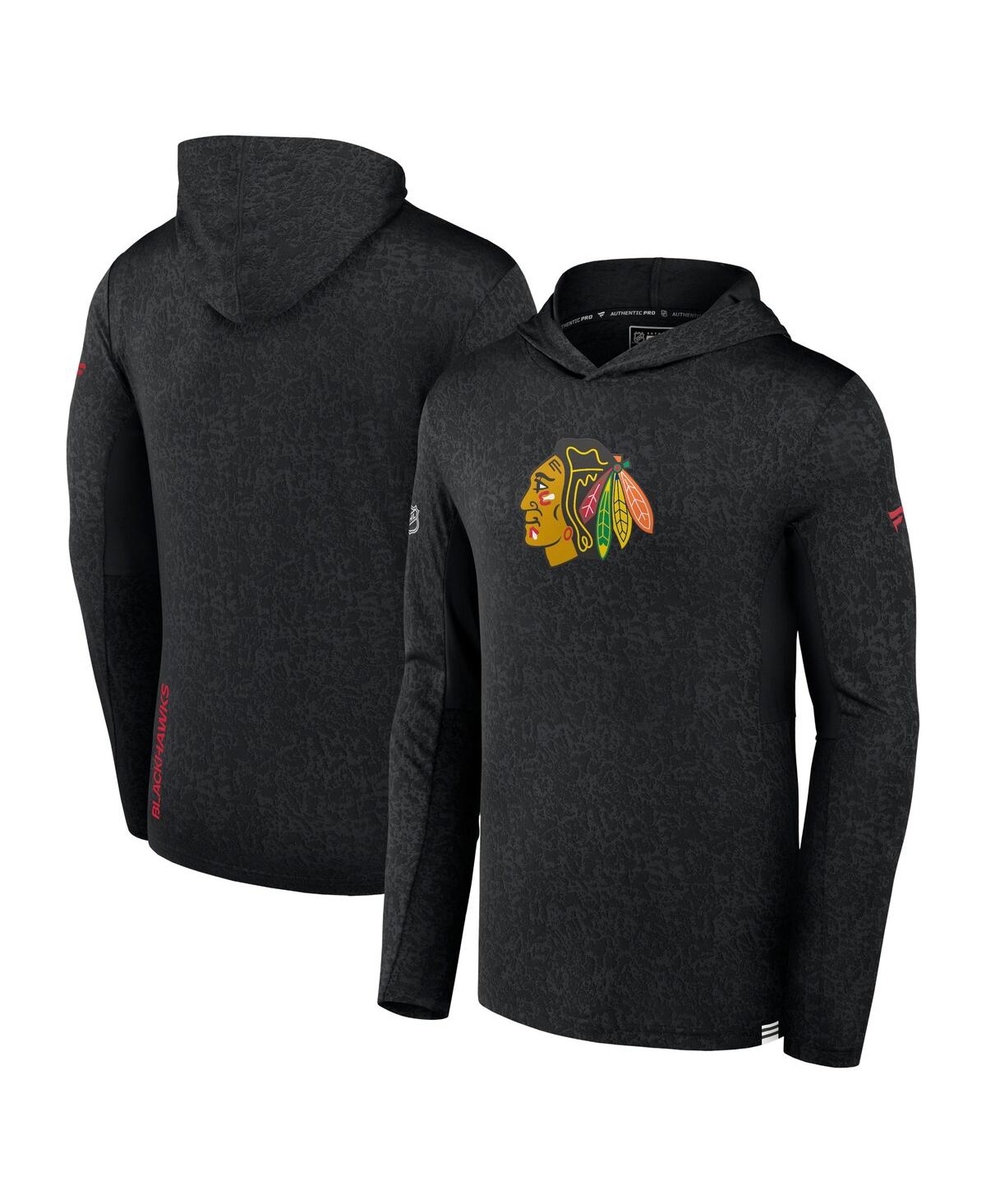 Fanatics Men's  Black Chicago Blackhawks Authentic Pro Lightweight Pullover Hoodie