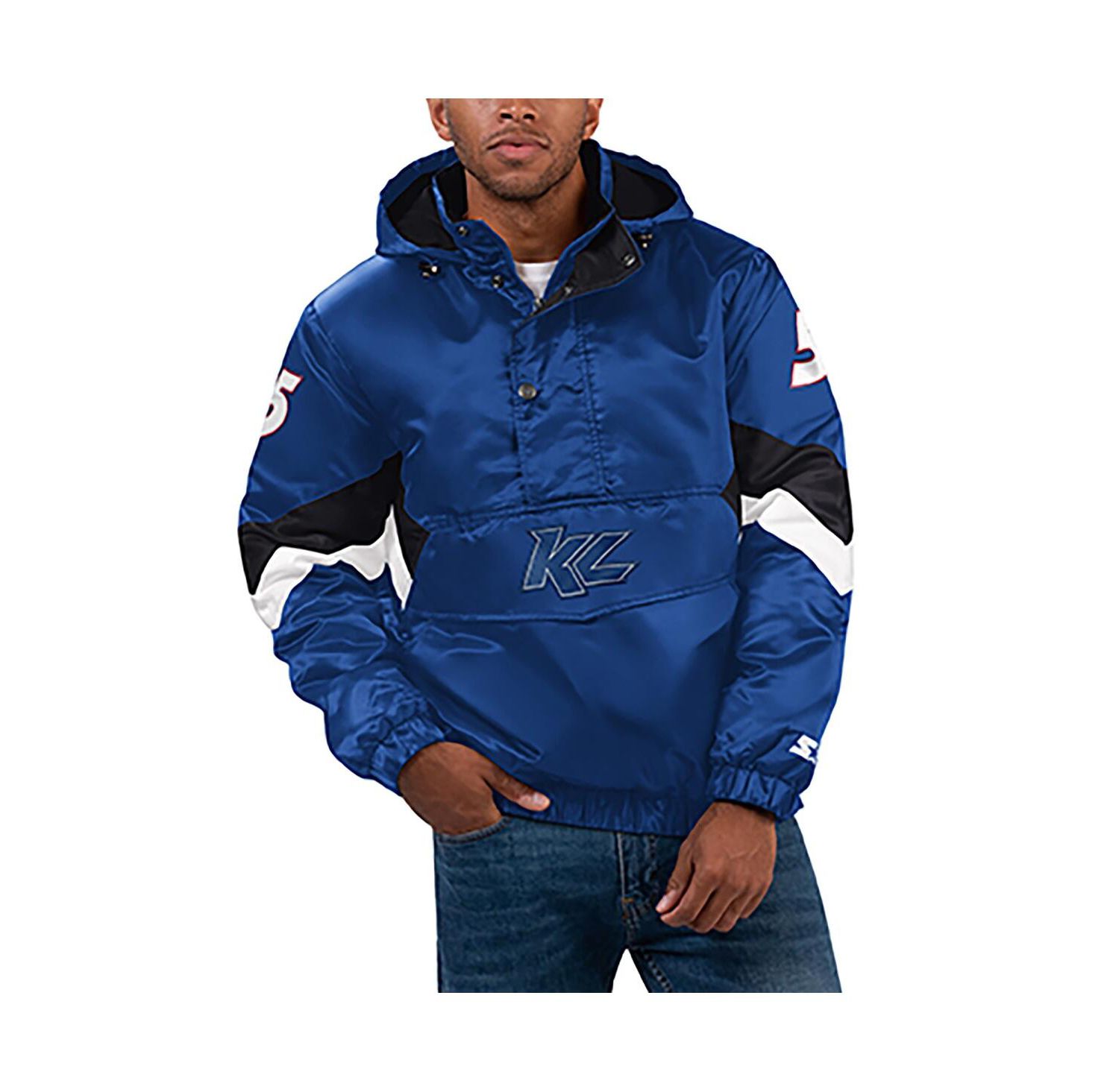 Men's Royal Kyle Larson Home Team Satin Half-Zip Hoodie Jacket
