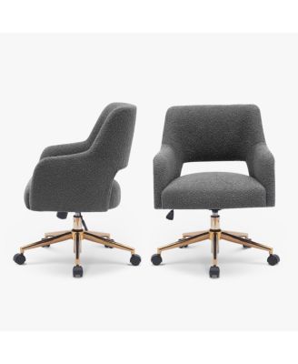 Mid-Century Modern Swivel Office Vanity Chair with Wheels (Set of 2)