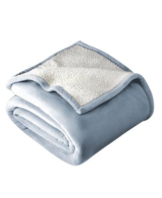 Sherpa Collection Reversible Plush Fleece & Faux Shearling Blanket, Full/Queen