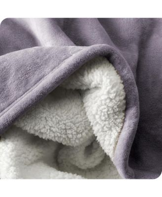 Sherpa Collection Reversible Plush Fleece & Faux Shearling Blanket, Full/Queen