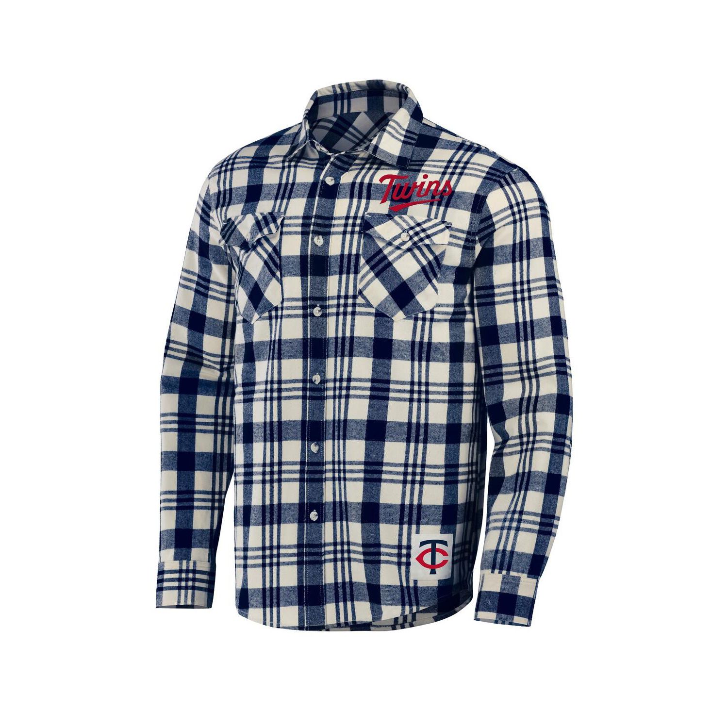 Men's Darius Rucker Collection by Navy Minnesota Twins Plaid Flannel Button-Up Shirt