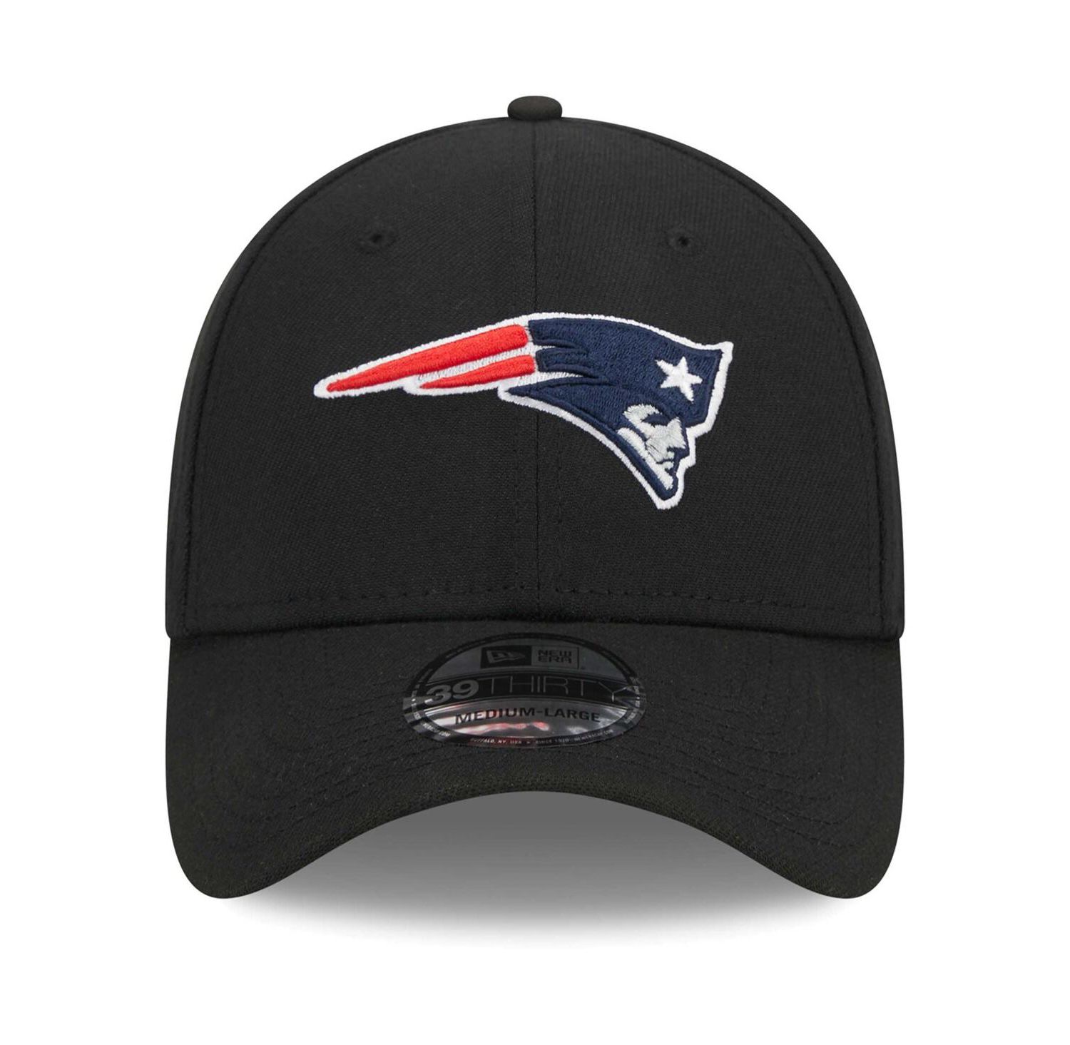 Men's Black New England Patriots Main 39THIRTY Flex Hat