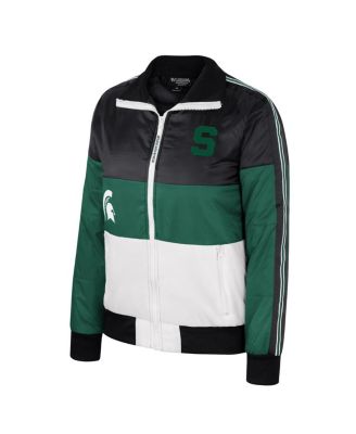 Women's Green Michigan State Spartans Color-Block Puffer Full-Zip Jacket