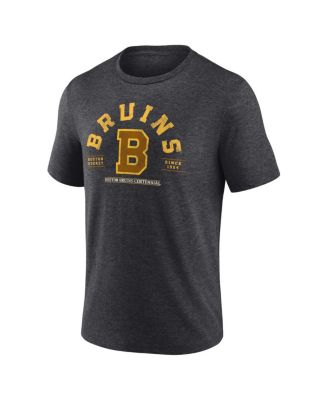 Men's Heather Charcoal Distressed Boston Bruins Centennial The Early Years Tri-Blend T-shirt