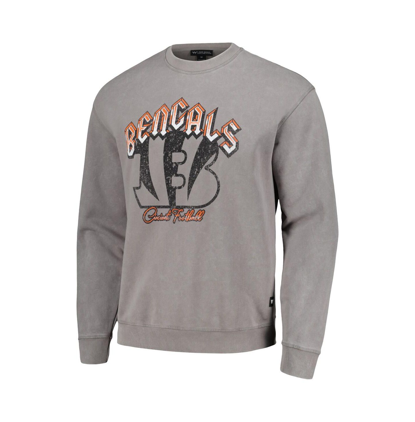 Толстовка The Wild Collective Gray Cincinnati Bengals Distressed Pullover — фото 2
