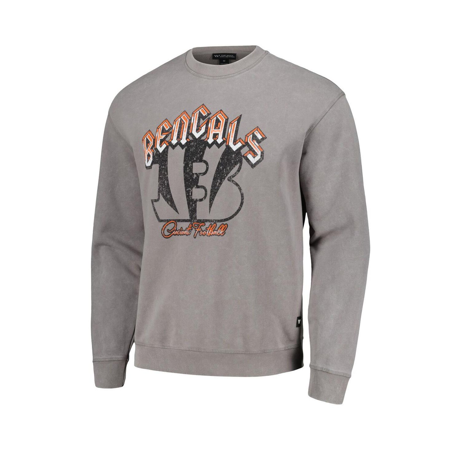 Men's and Women's Gray Cincinnati Bengals Distressed Pullover Sweatshirt