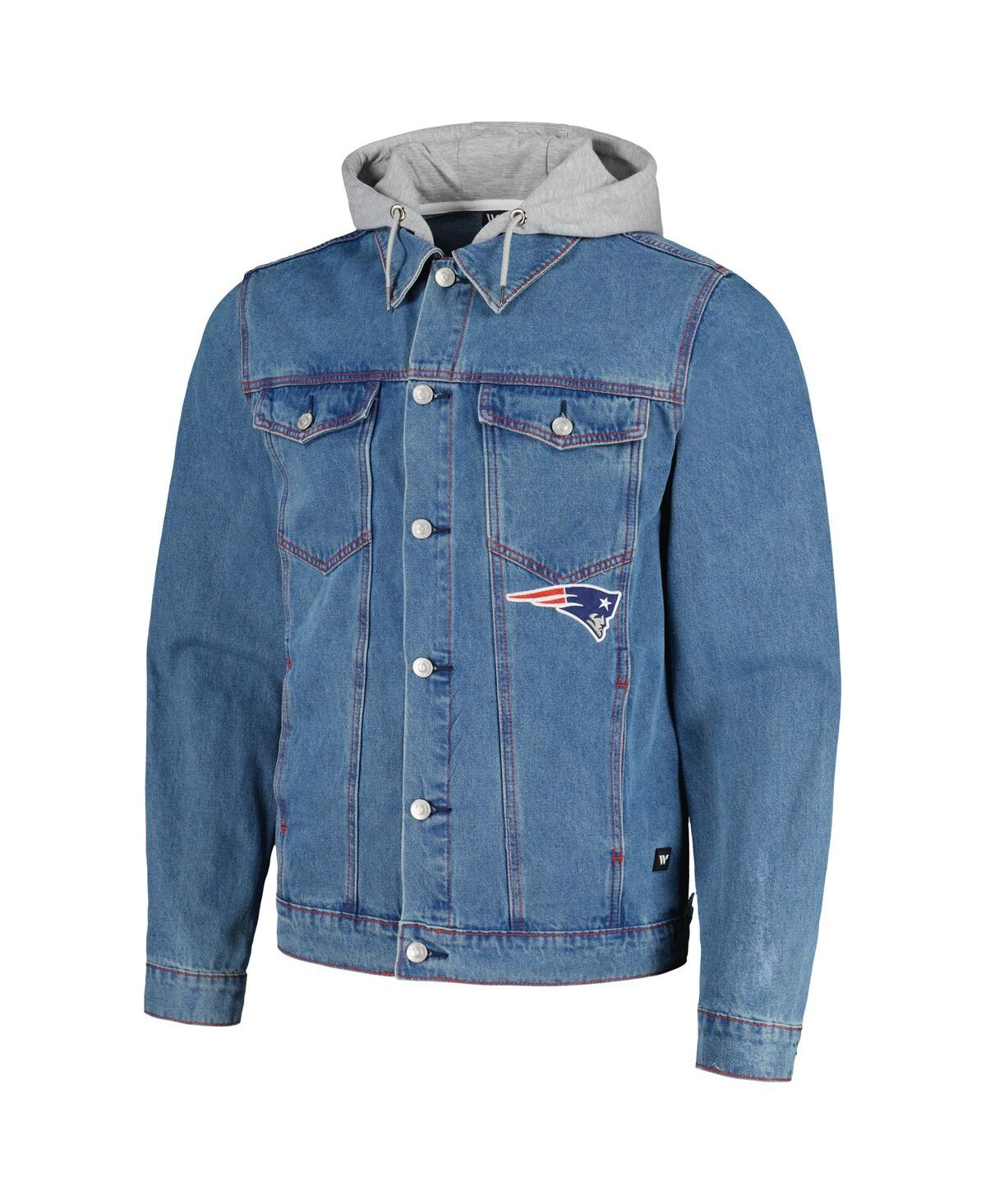 Men's The Wild Collective New England Patriots Hooded Full-Button Denim Jacket