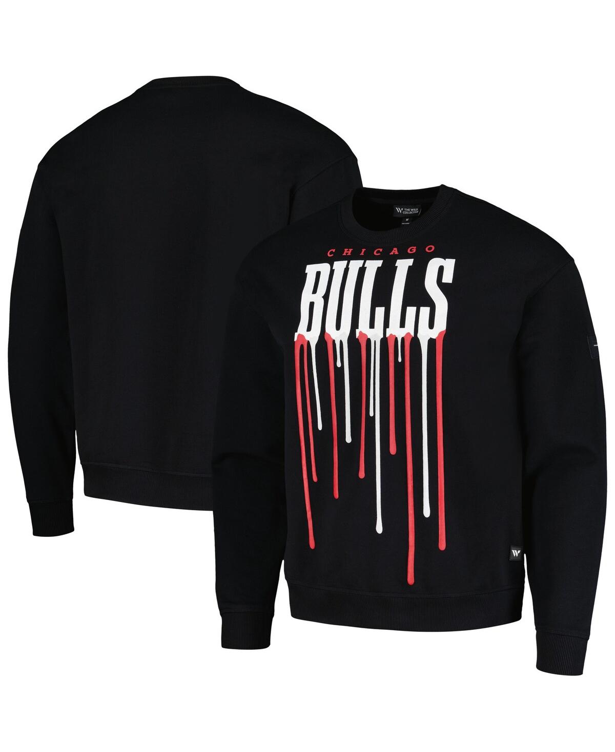 THE WILD COLLECTIVE MEN'S AND WOMEN'S THE WILD COLLECTIVE BLACK CHICAGO BULLS DRIPÂ PULLOVER SWEATSHIRT