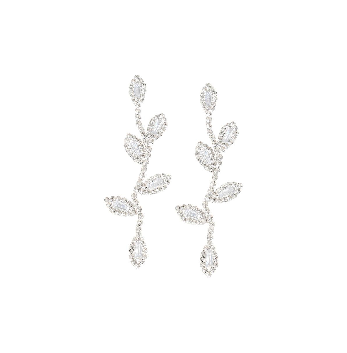 Women's Silver Embellished Foliage Drop Earrings - Silver