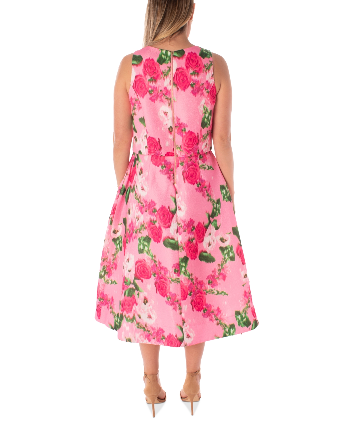 Shop Maison Tara Women's Floral-print Jacquard Midi Dress In Bubblegum,blush