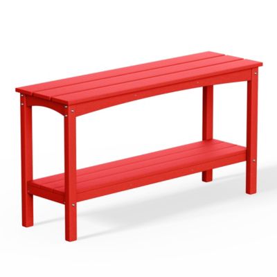 55" Outdoor Patio HDPE Adirondack 2-Tier Shelf Console Table
