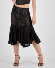 Black Illusion Lace Bra Ankle Length Wrap Slit Chiffon Skirt Two-piece Set