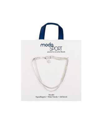 Браслет ModaSport с прозрачным кубическим цирконием и бордюрным звеном