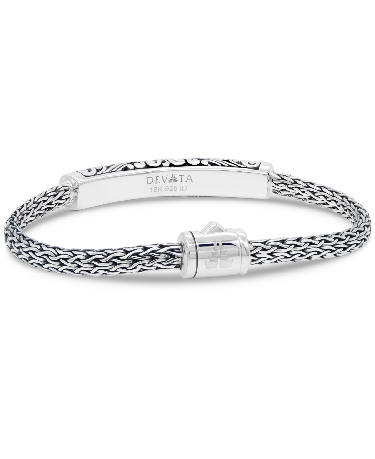 Bali Filigree with Dragon Bone Chain Bracelet in Sterlingand 18K Gold - Silver