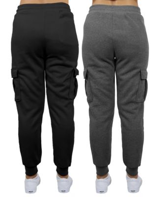 Women's Heavyweight Loose Fit Fleece Lined Cargo Jogger Pants Set, 2 Pack