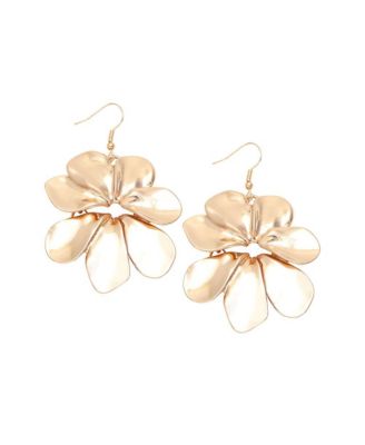 Women's Gold  Metallic Flora Drop Earrings