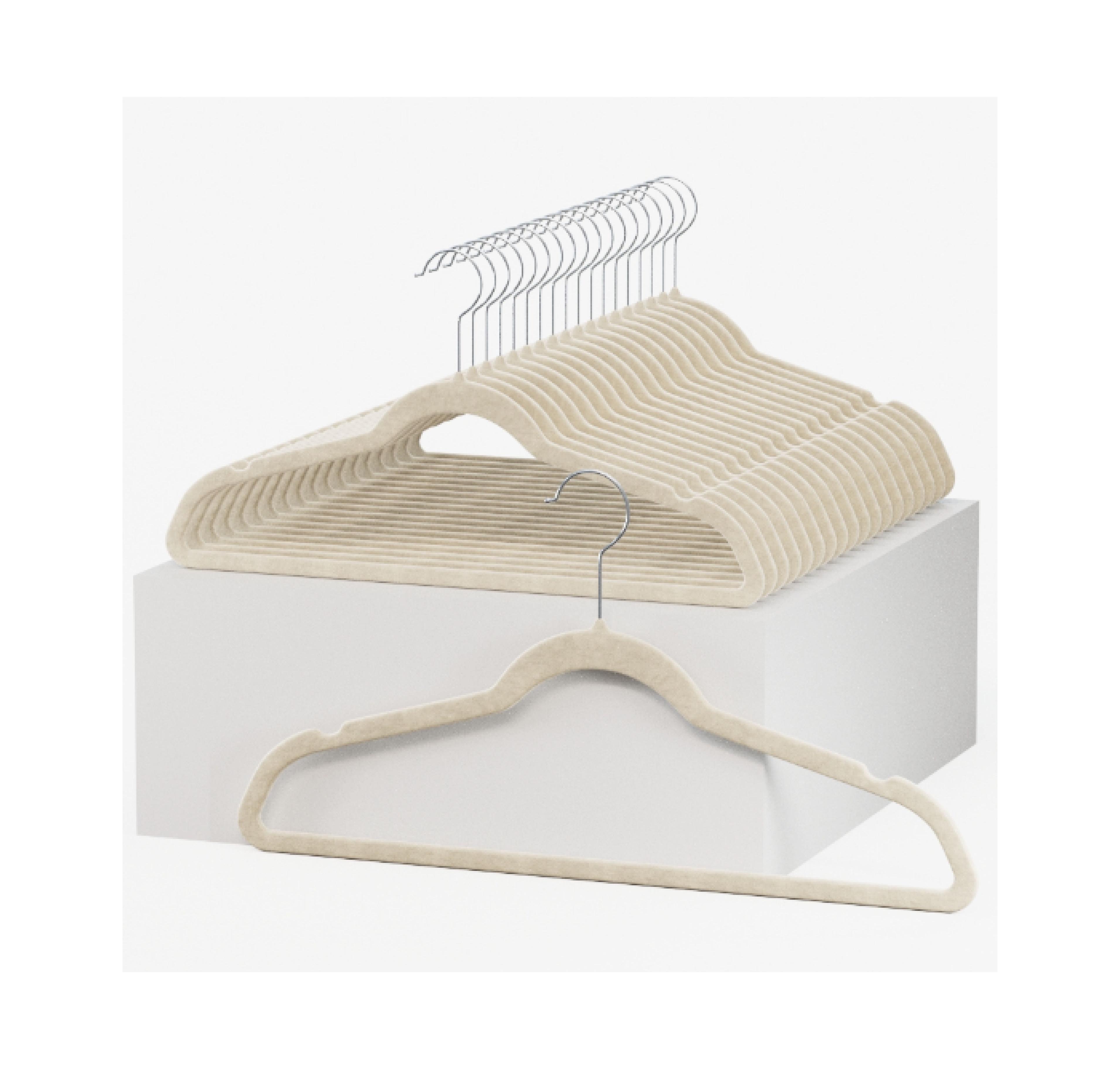 30 Pack Velvet Cloth Hangers Non-Slip Ultra-Thin Hangers in Ivory