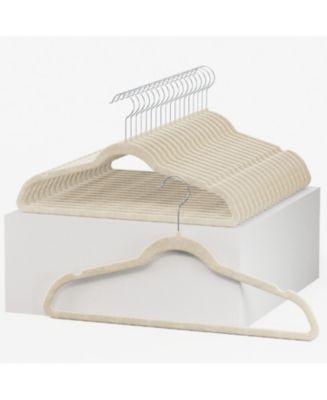 30 Pack Velvet Cloth Hangers Non-Slip Ultra-Thin Hangers in Ivory - Macy's