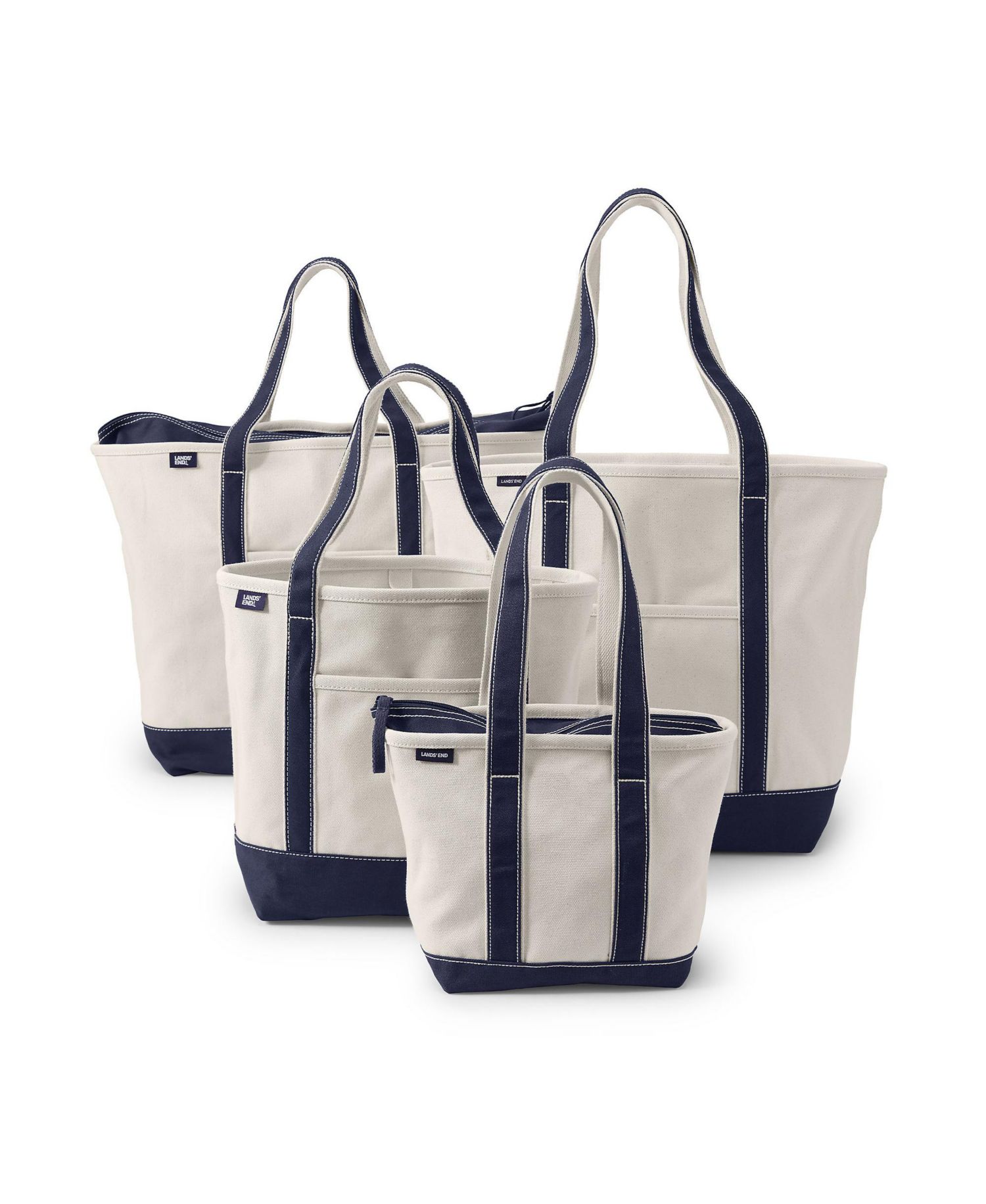 Large Print 5 Pocket Open Top Long Handle Canvas Tote Bag