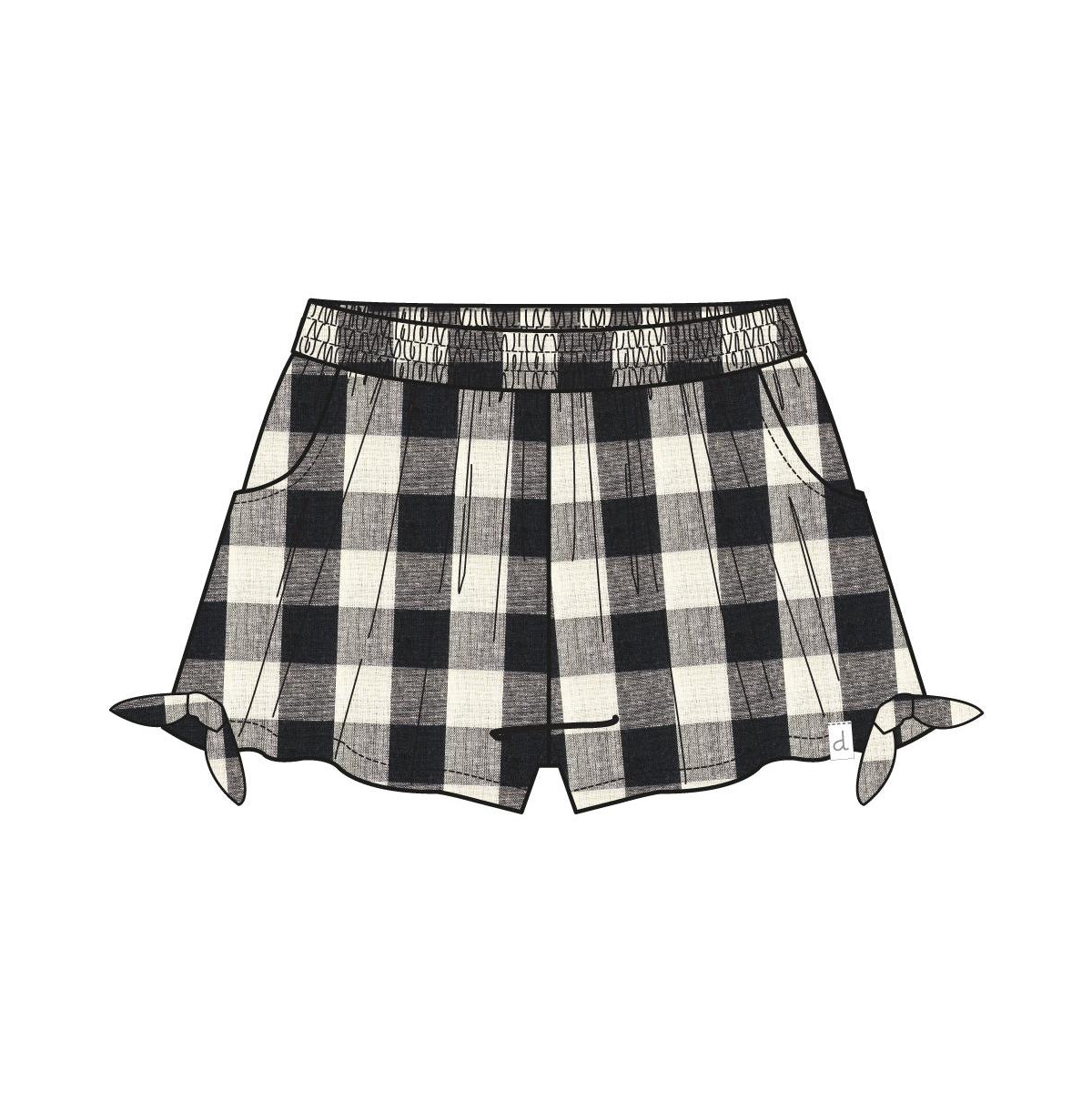 Girl Short With Knots Vichy Black And White - Toddler Child - Vichy black and white