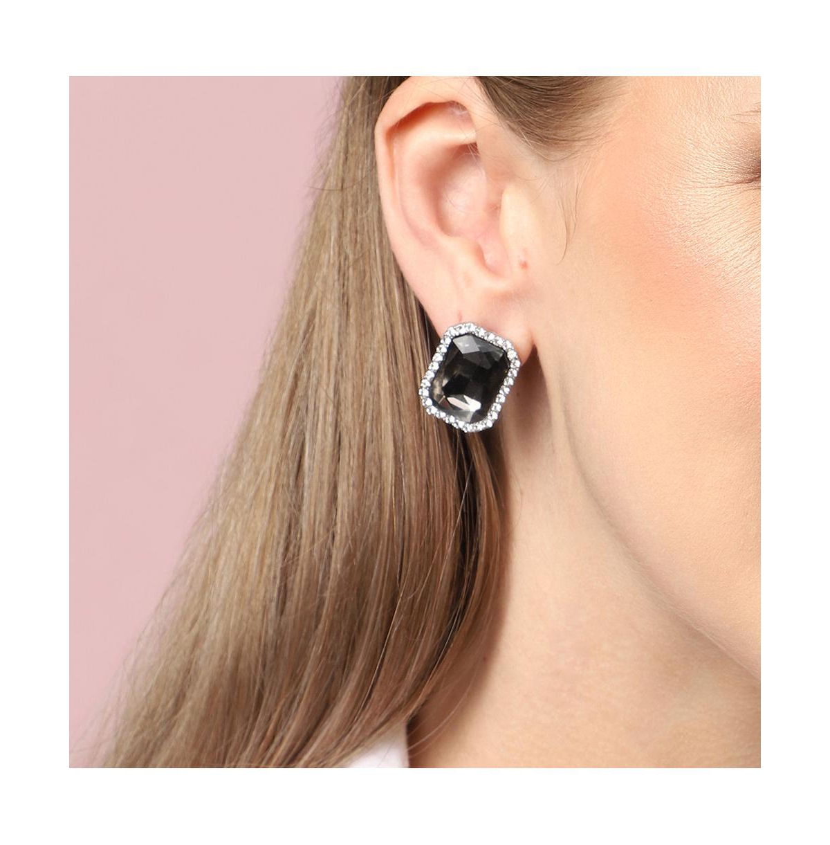 Shop Sohi Women's Black Stone Stud Earrings
