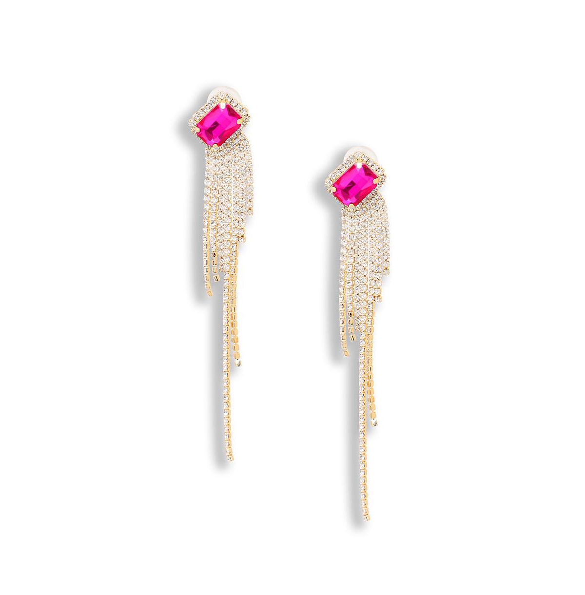 Sohi Women's Pink Bling Drop Earrings