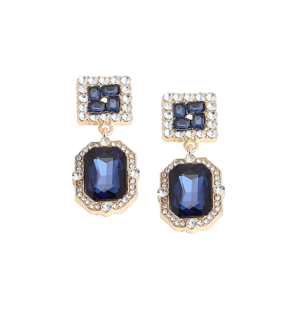 Women's Blue Crystal Drop Earrings - Blue