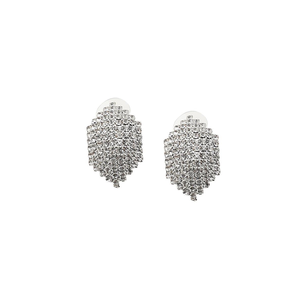 Women's Silver Embellished Hexagon Drop Earrings - Silver