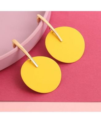 Women's Yellow  Circular Drop Earrings