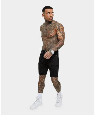 Men's Paisley Skulls Denim Shorts