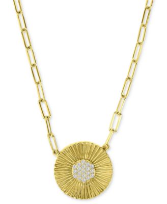 Macy's - Cubic Zirconia Sunflower 18" Pendant Necklace in 14k Gold-Plated Sterling Silver