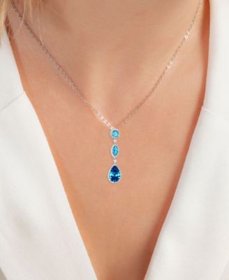 Cubic Zirconia Mixed-Cut 18" Lariat Necklace in Sterling Silver (Also in Lab-Grown Pink Sapphire/Lab-Grown Ruby)