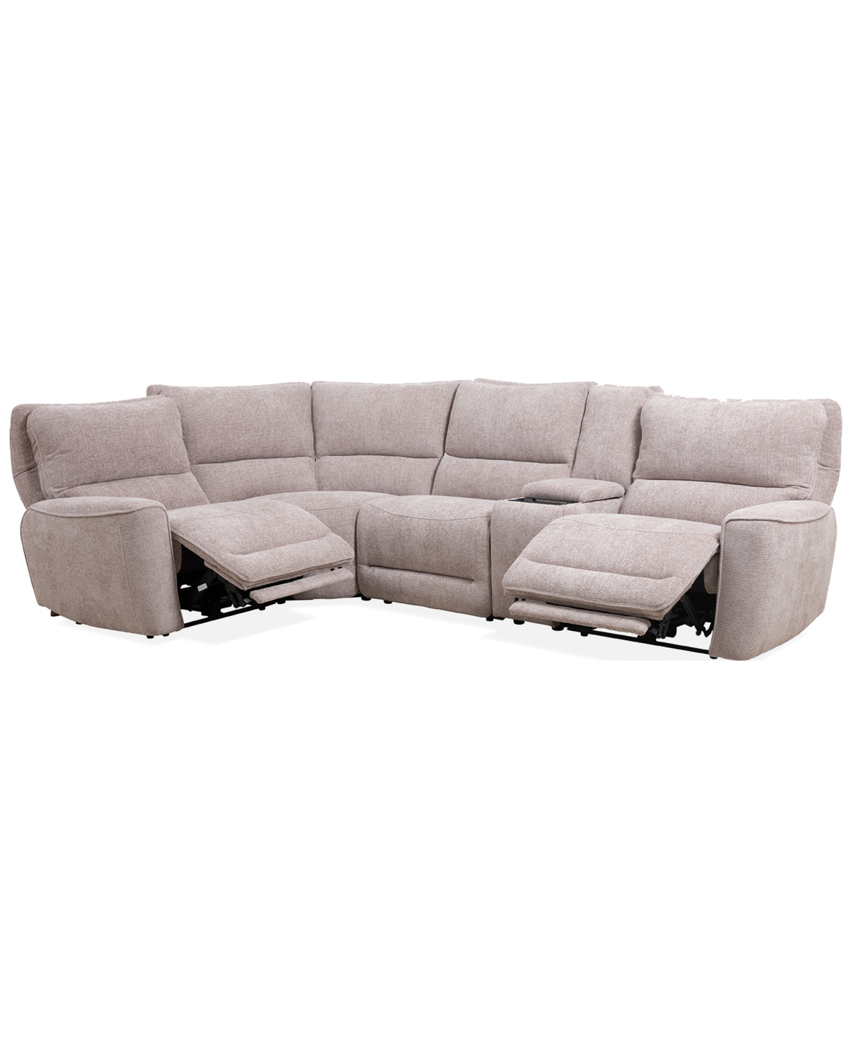 Macy's Deklyn 129" 5-pc. Zero Gravity Fabric Sectional With 2 Power Recliners & 1 Console, Created For Macy In Cobblestone