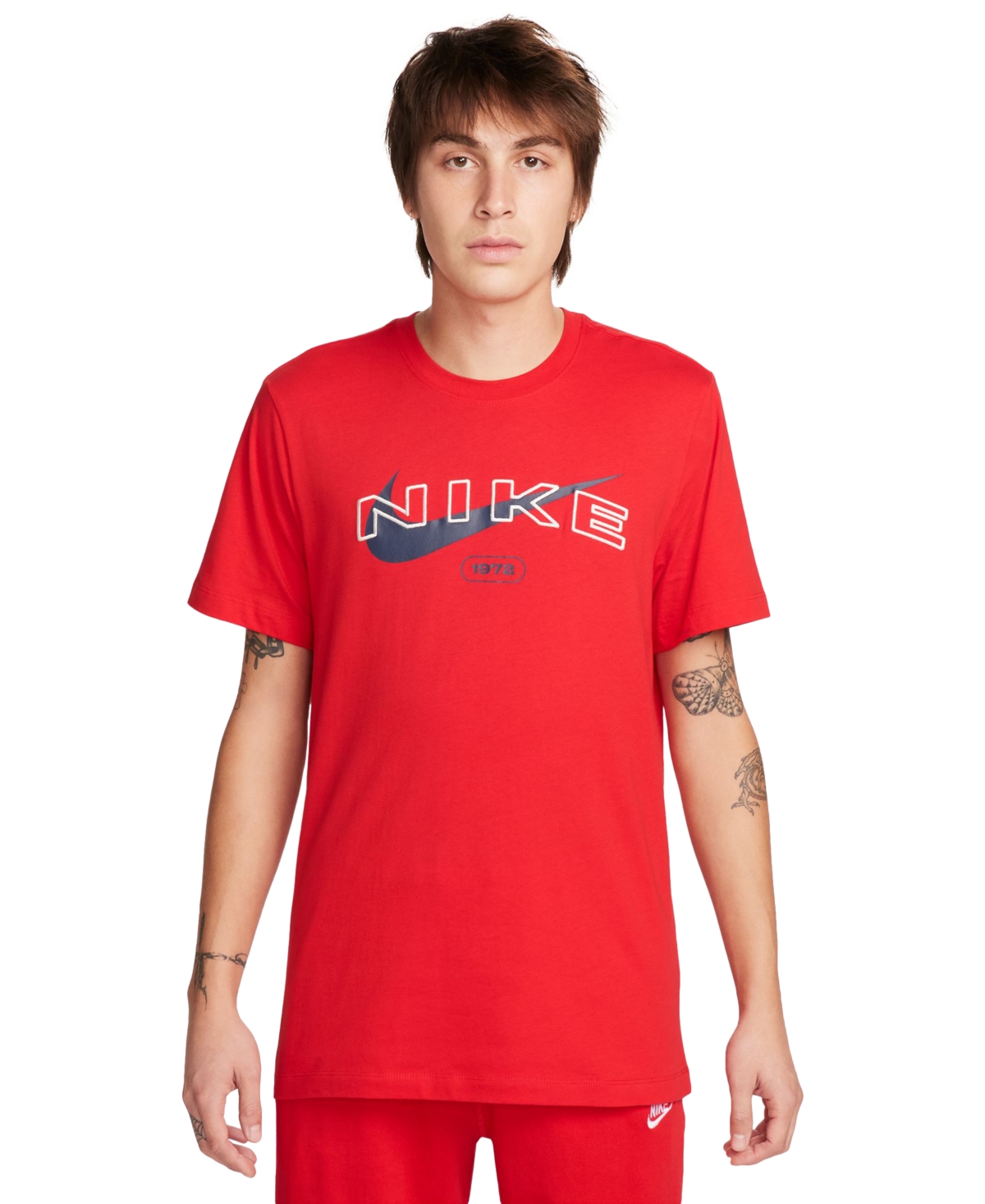Shop Nike Men's Sportswear Swoosh Logo T-shirt In University Red