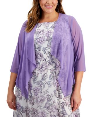 Plus Size Printed Dress and Mesh Jacket