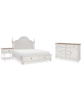 Mandeville 3pc Bedroom Set (Louvered King Storage Bed + Louvered Dresser + 1-Drawer Nightstand)
