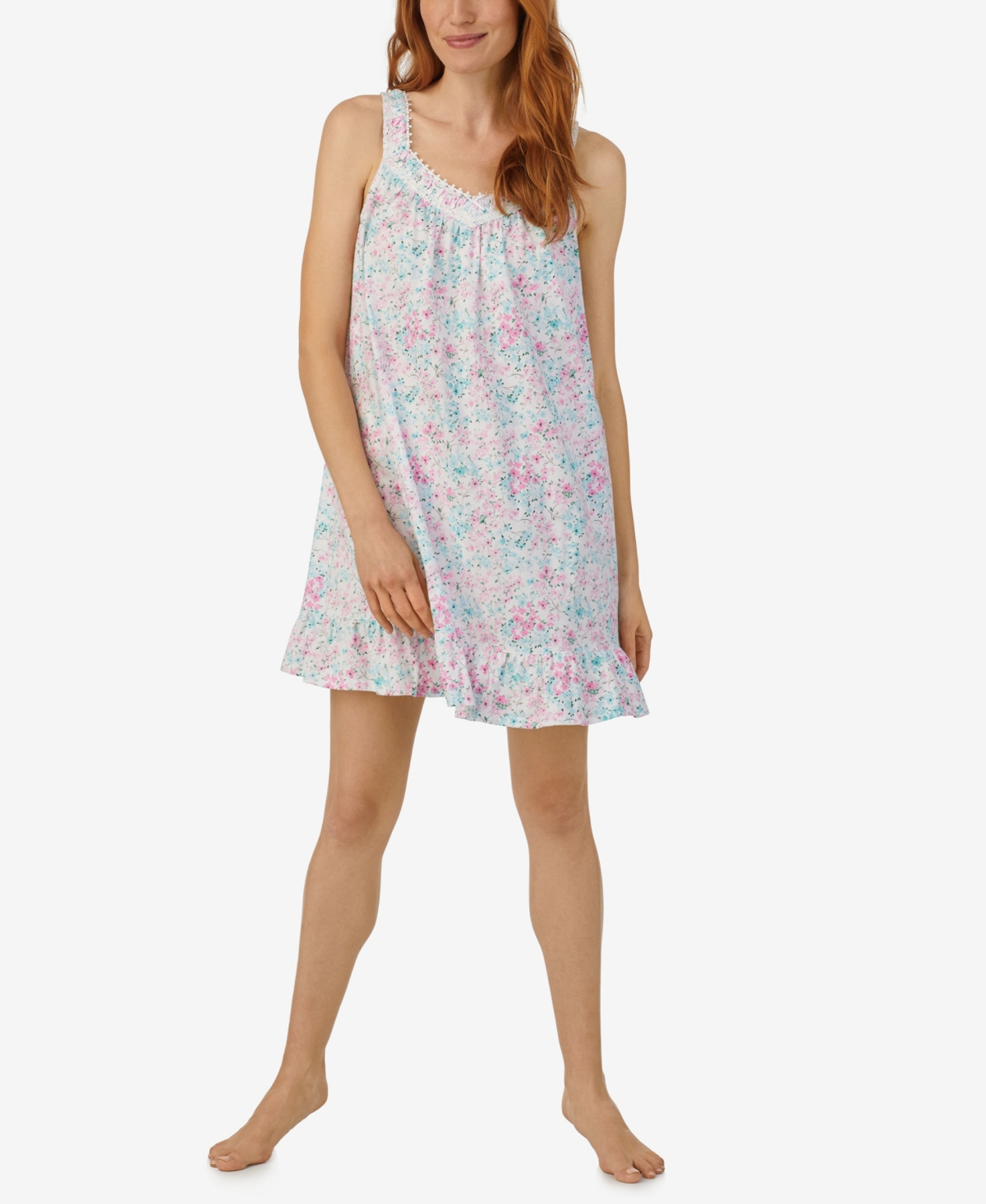 Women's Sleeveless Short Nightgown - Floral Print