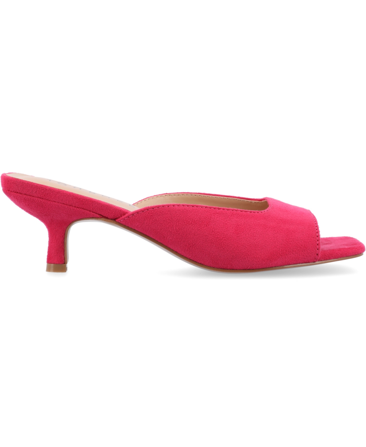Shop Journee Collection Women's Larna Square Toe Slip On Kitten Heels In Fuchsia