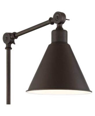Set of 2 Dark Bronze Plug-in 6" Light Fixture Wray Modern Industrial Swing Arm Wall Lamps
