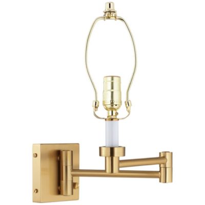 Alta Vintage Swing Arm Wall Lamp Warm Antique Brass Plug-in Light Fixture Cream Fabric Bell Shade for Bedroom Bedside Living Room House