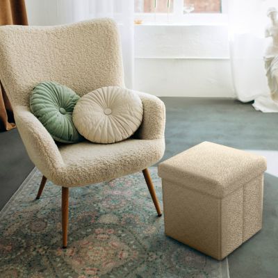 1-Pc Teddy Fabric Upholstered – Ottoman