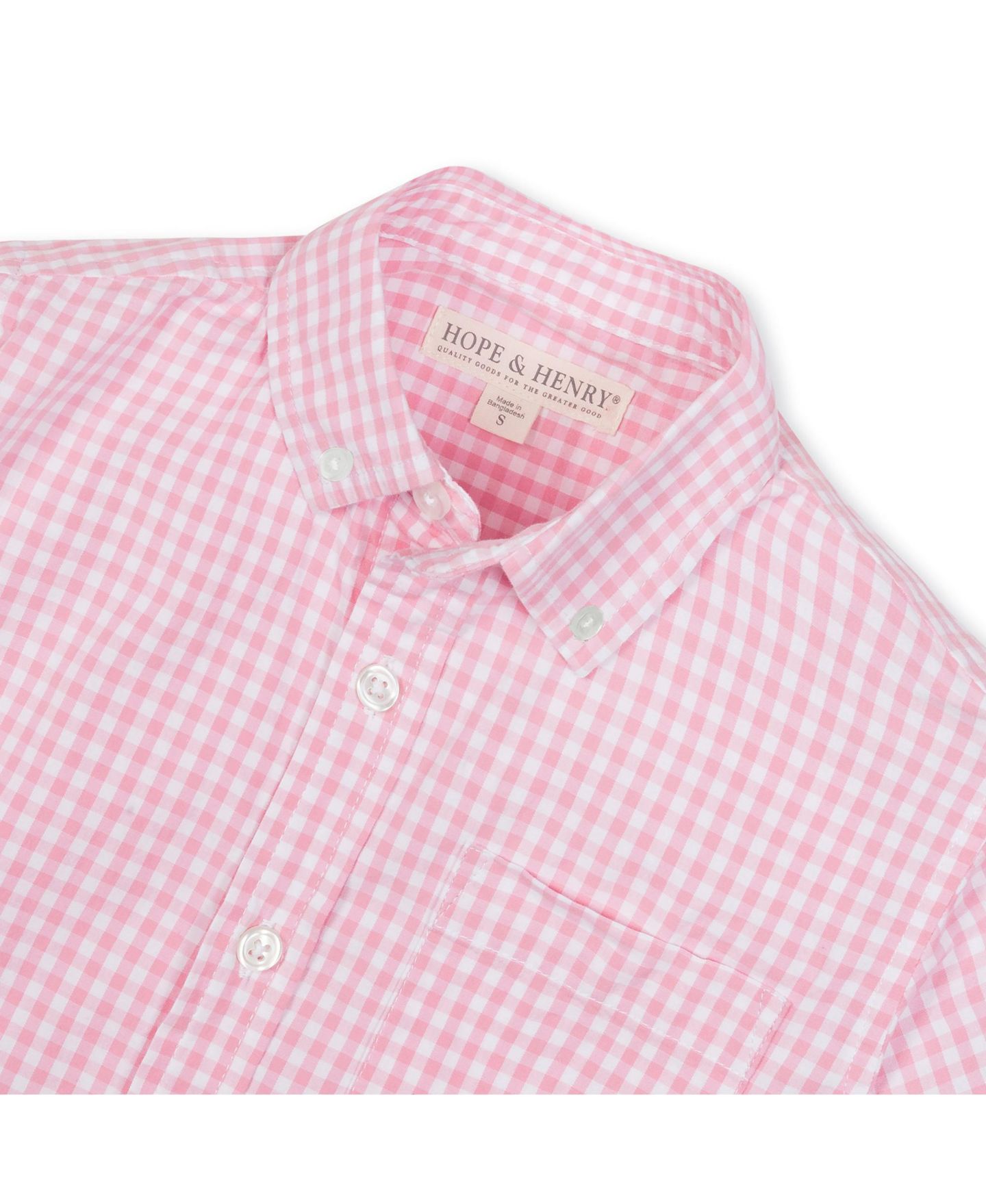 Рубашка Hope & Henry Stretch Poplin Long Sleeve Button Down Shirt для мальчиков-малышей, цвет: Розовый в мелкую клетку — фото 2