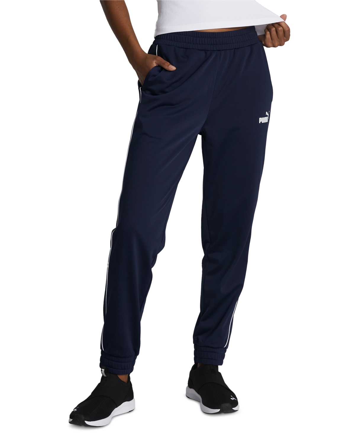Shop Puma Women's Piping Jogger Track Pants In  Navy